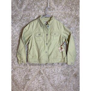 DRI DUCK FOR HER Green Cotton Casual Button Front Jacket Coat Size Large New